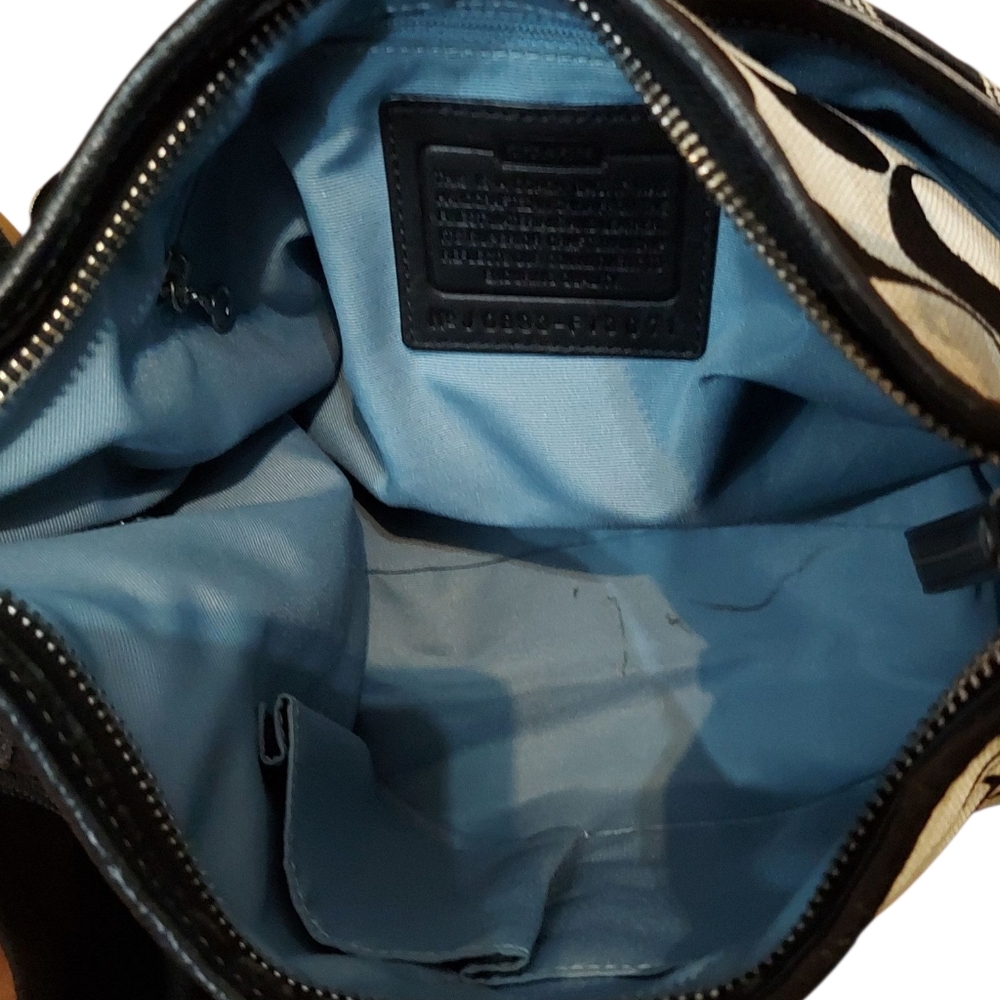 Coach Y2K Hampton Jacquard & Leather Zip Shoulder Bag EUC - Picture 12 of 13